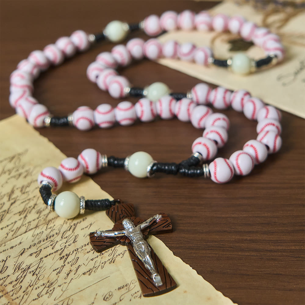 Baseball-Themed Rosary with Crucifix: Faith & Passion for Sports Lovers