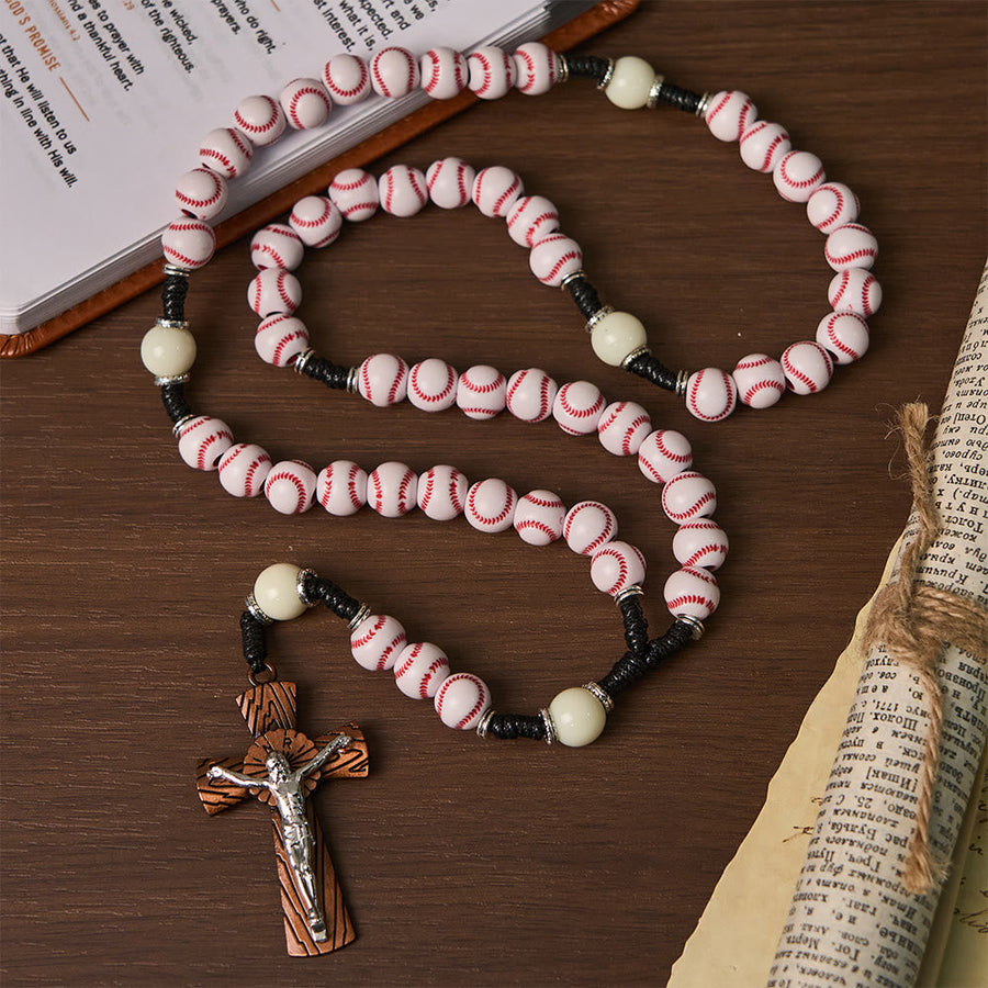 Baseball-Themed Rosary with Crucifix: Faith & Passion for Sports Lovers