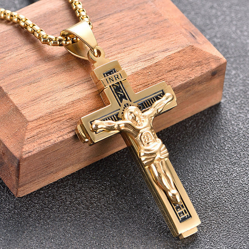 Crafted Jesus HeavySaint Crucifix Titanium Necklace