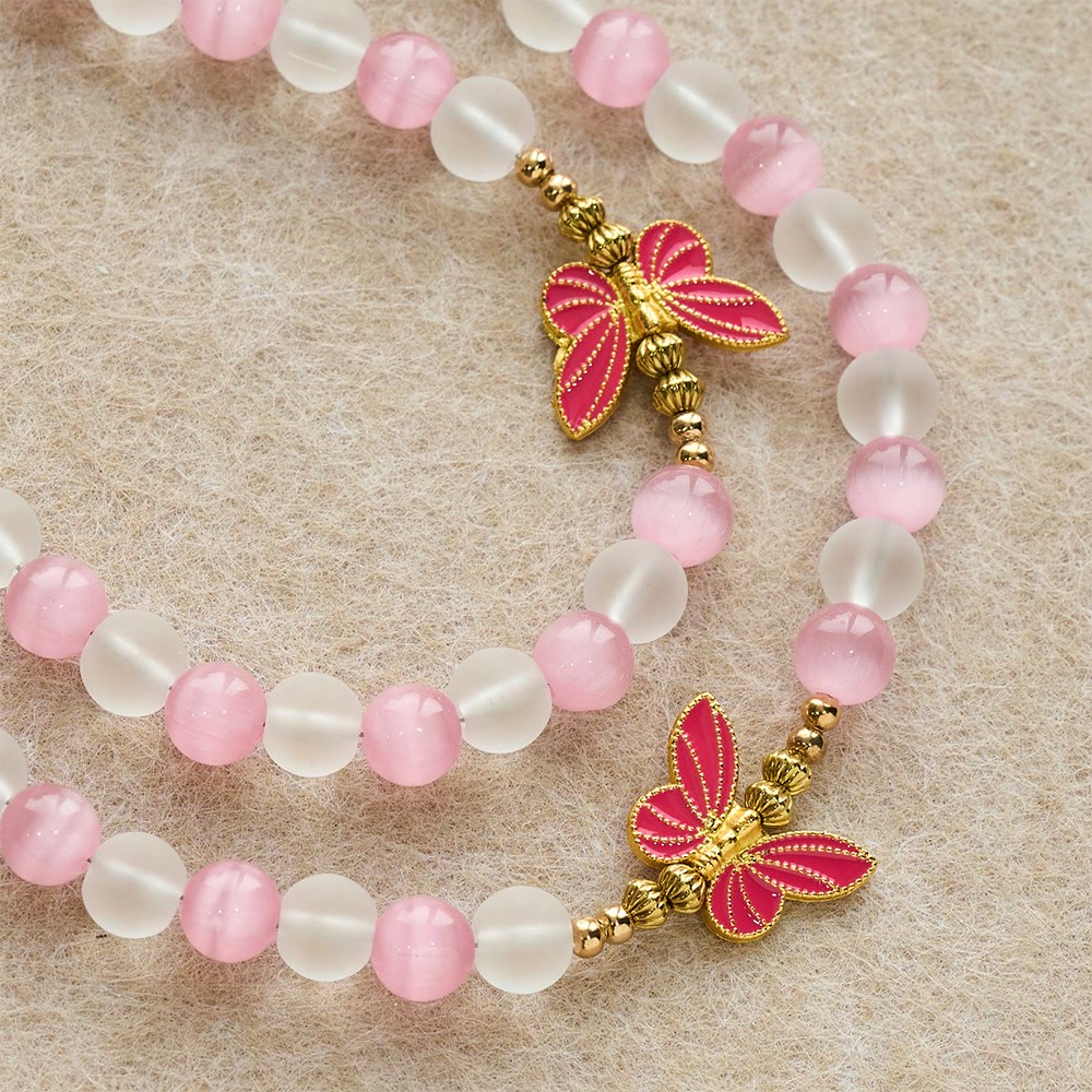 Purple/Pink Cat's Eye & Matte Glass Butterfly Blessed Rosary: Embody Sacred Love and Grace