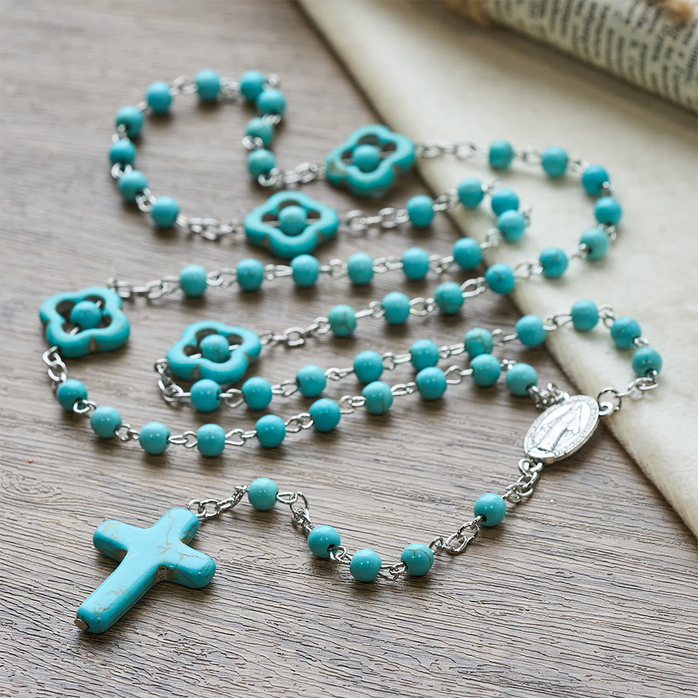 Turquoise Cross Blessing Rosary