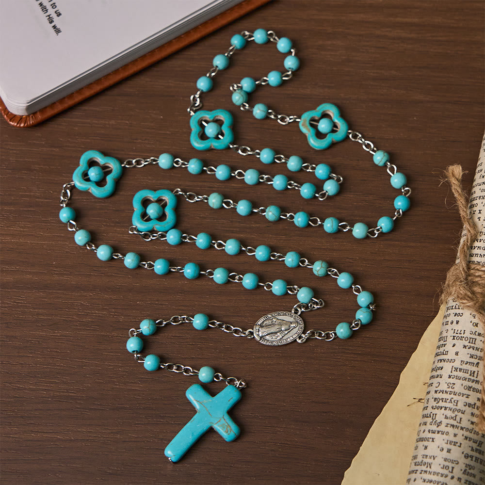 Turquoise Cross Blessing Rosary