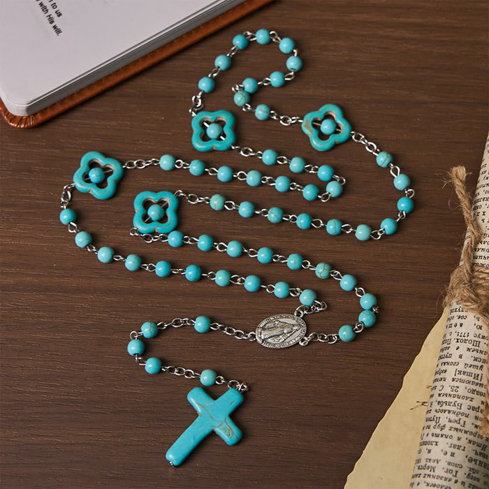 Turquoise Cross Blessing Rosary