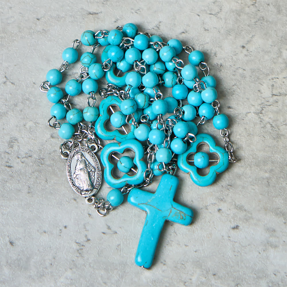 Turquoise Cross Blessing Rosary