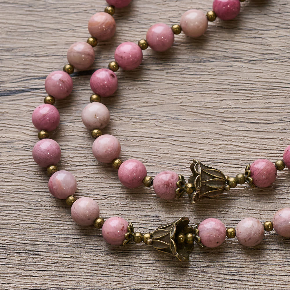 Rosewood Pattern & Bronze Tulip Rosary: Steadfast Grace in Prayer