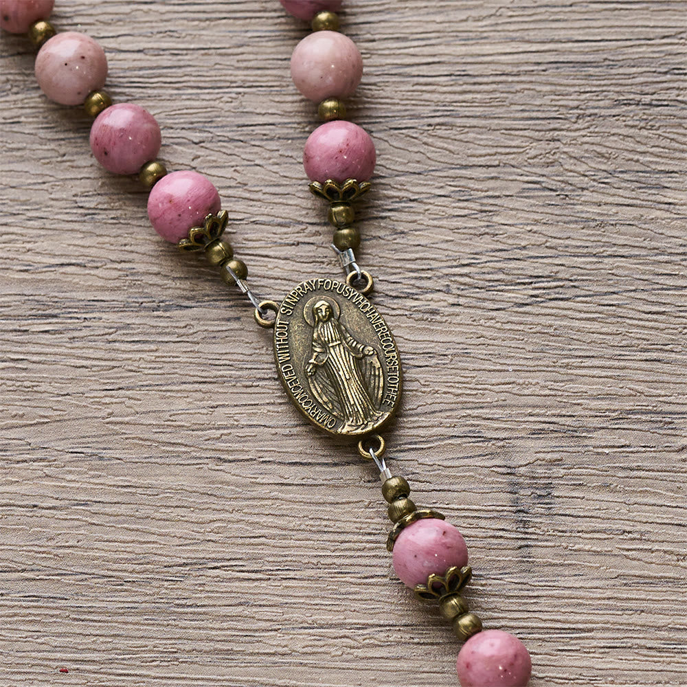Rosewood Pattern & Bronze Tulip Rosary: Steadfast Grace in Prayer