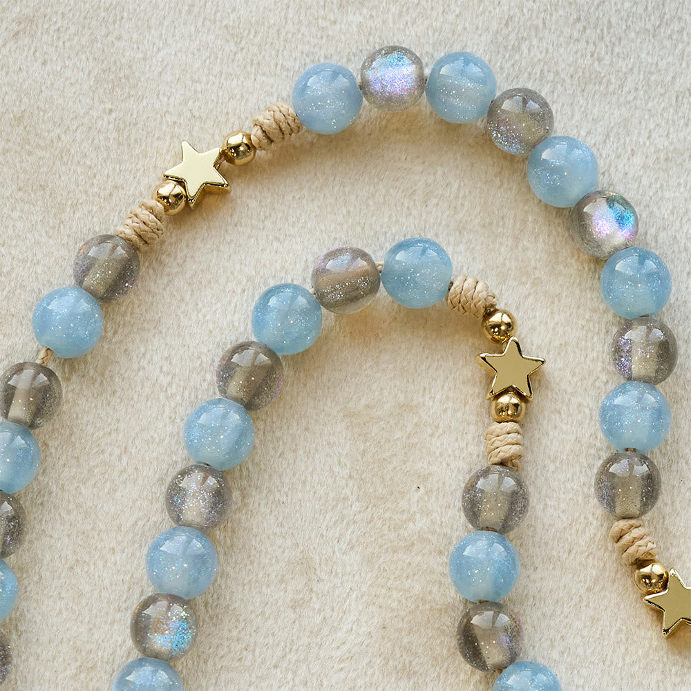 Starry Blue & Gray Holy Grail Rosary: Luminous Grace in Prayer