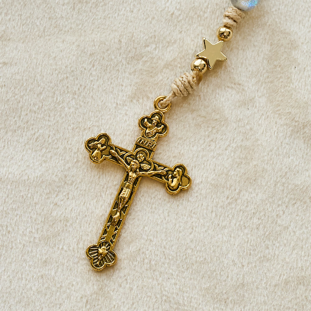 Starry Blue & Gray Holy Grail Rosary: Luminous Grace in Prayer