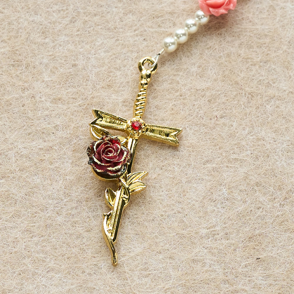 Soft Pink Camellia Rosary with Our Lady: Gentle Faith Accessory