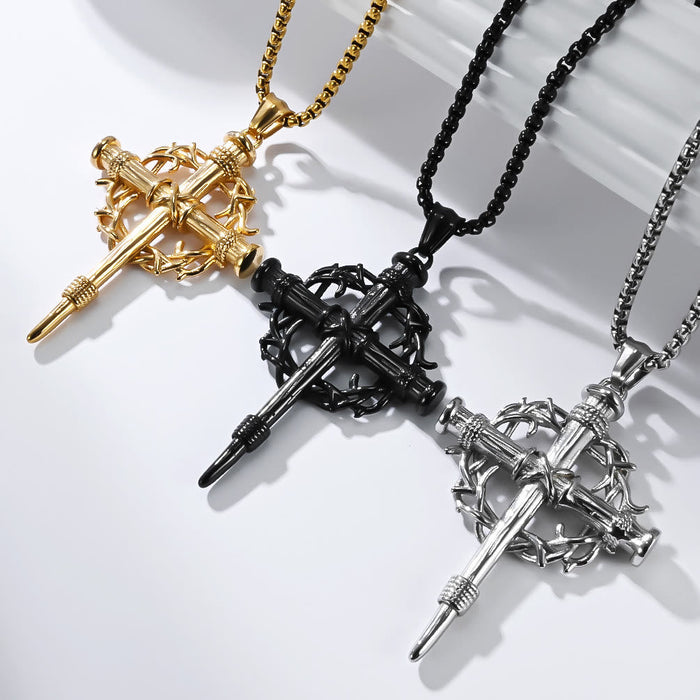 Three-Style Cross with Thron Necklace: Quiet Reminder of His Redemption