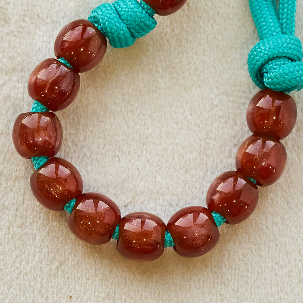 Vibrant Turquoise Paracord and Crimson Bead Pocket Rosary with Our Lady & Crucifix Companion