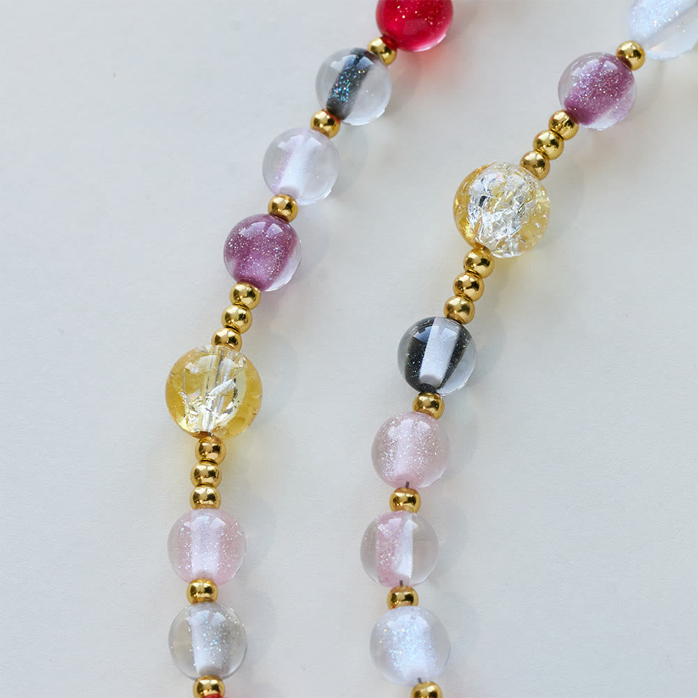 Rainbow Shimmer Cat's Eye Rosary with Our Lady Devotional Cross