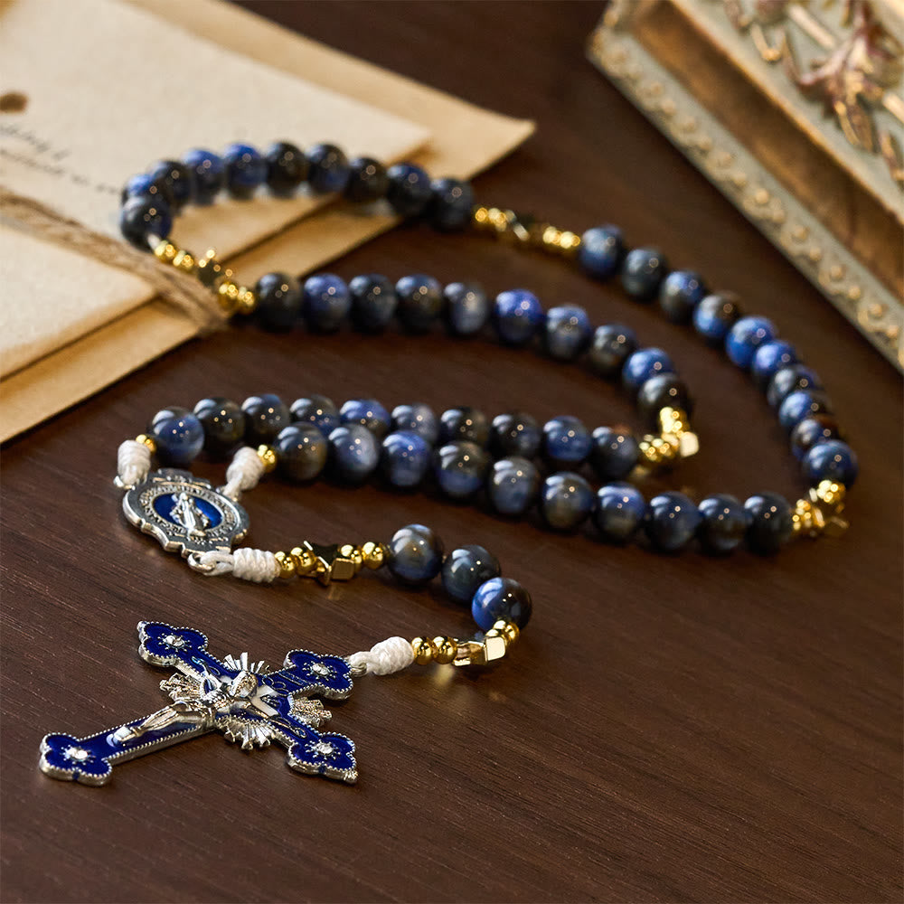 Starry Deep Blue Rosary with Star Spacers & Our Lady Devotion