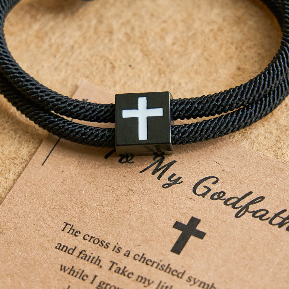 Milano Rope Cross Bracelet with Gift Card: Thoughtful Blessing for Baptism & Milestones