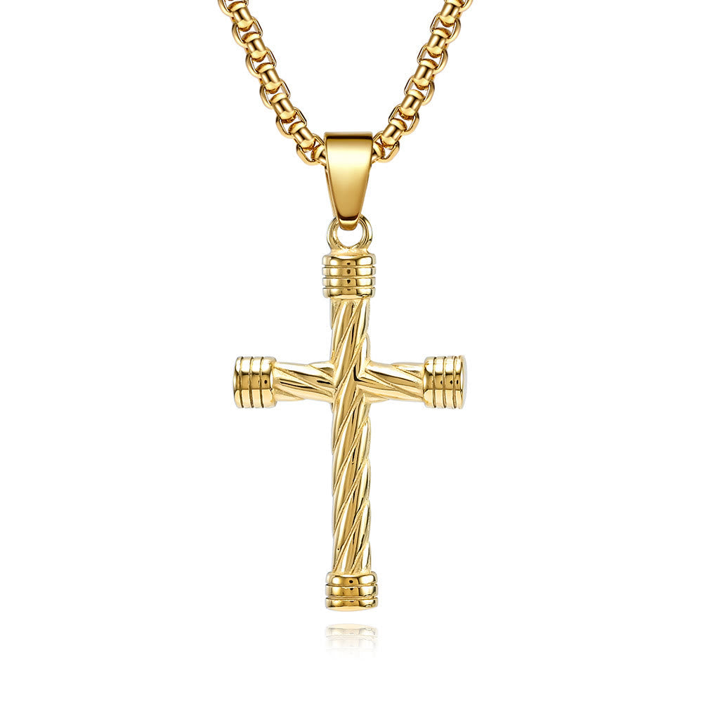 Twisted Texture Cross Pendant Necklace: Embody His Enduring Strength
