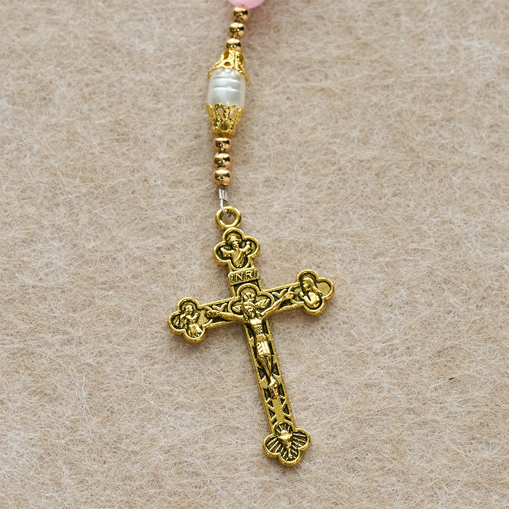 Pink Cat’s Eye & Acrylic Bead Our Lady Rosary: Embody Sacred Love and Gentle Devotion