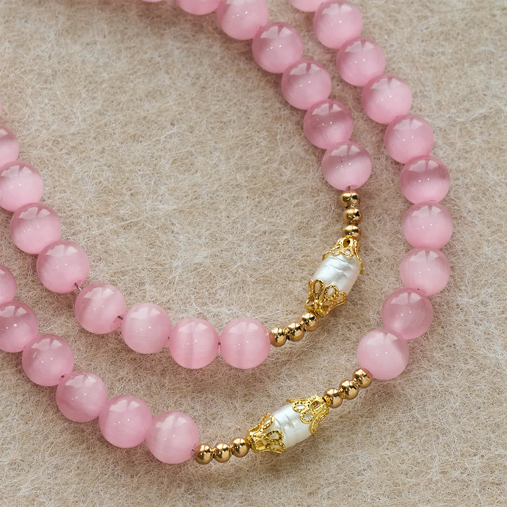 Pink Cat’s Eye & Acrylic Bead Our Lady Rosary: Embody Sacred Love and Gentle Devotion