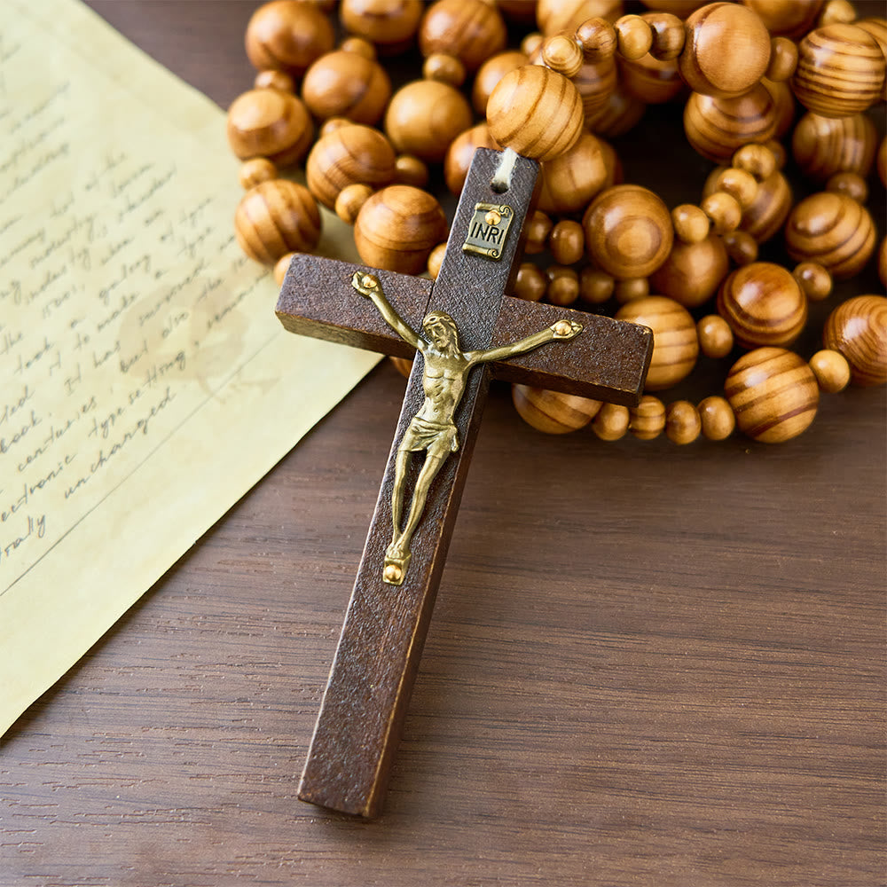 Handmade Olive Wood Crucifix Prayer Rosary