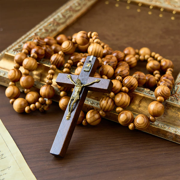 Handmade Olive Wood Crucifix Prayer Rosary