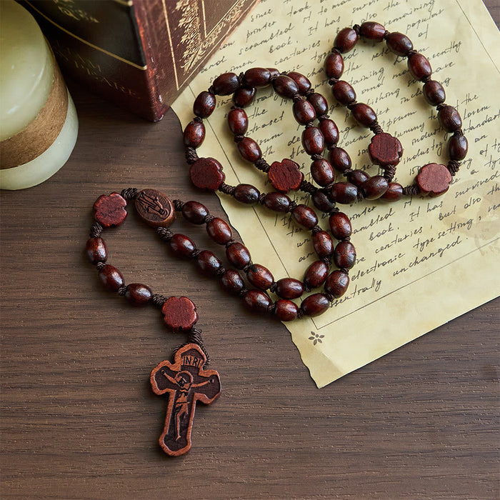 Handcrafted Christian Cross Rosewood Rosary