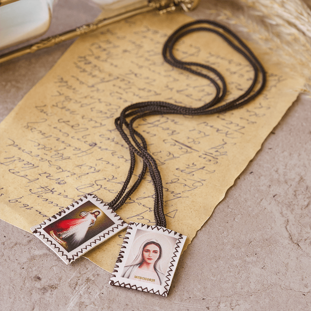 Double Sided Sacred Heart and Virgin Mary Scapular: A Dual Devotion to Jesus and Mary