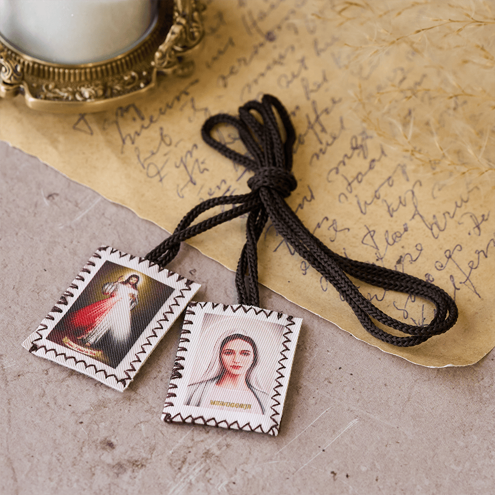 Double Sided Sacred Heart and Virgin Mary Scapular: A Dual Devotion to Jesus and Mary