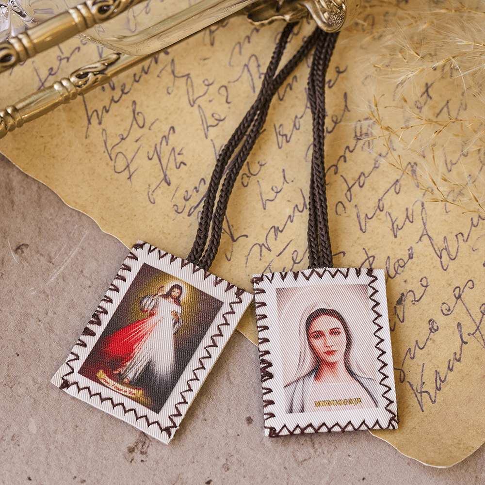 Double Sided Sacred Heart and Virgin Mary Scapular: A Dual Devotion to Jesus and Mary