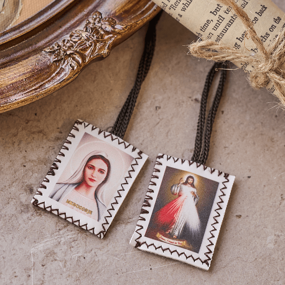 Double Sided Sacred Heart and Virgin Mary Scapular: A Dual Devotion to Jesus and Mary