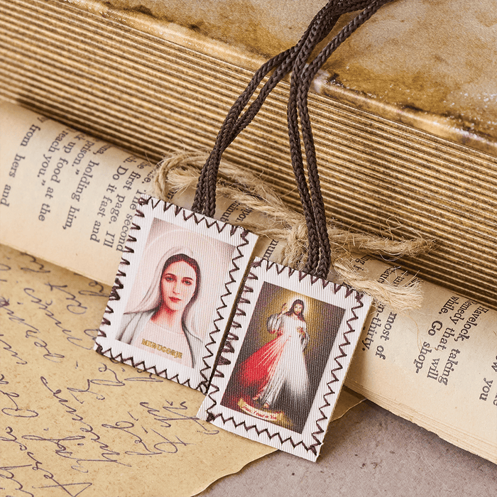 Double Sided Sacred Heart and Virgin Mary Scapular: A Dual Devotion to Jesus and Mary