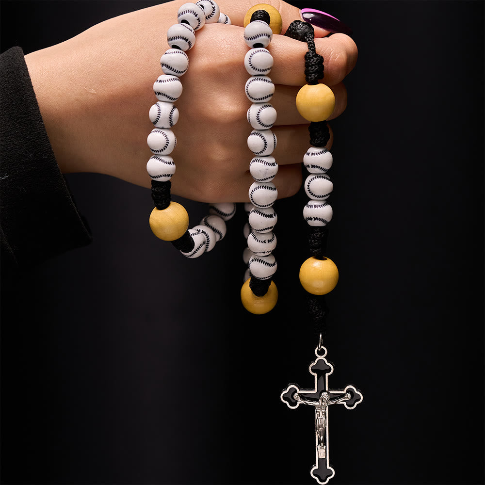 Hand-Woven Baseball Beads Sports Prayer Rosary