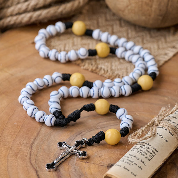 Hand-Woven Baseball Beads Sports Prayer Rosary