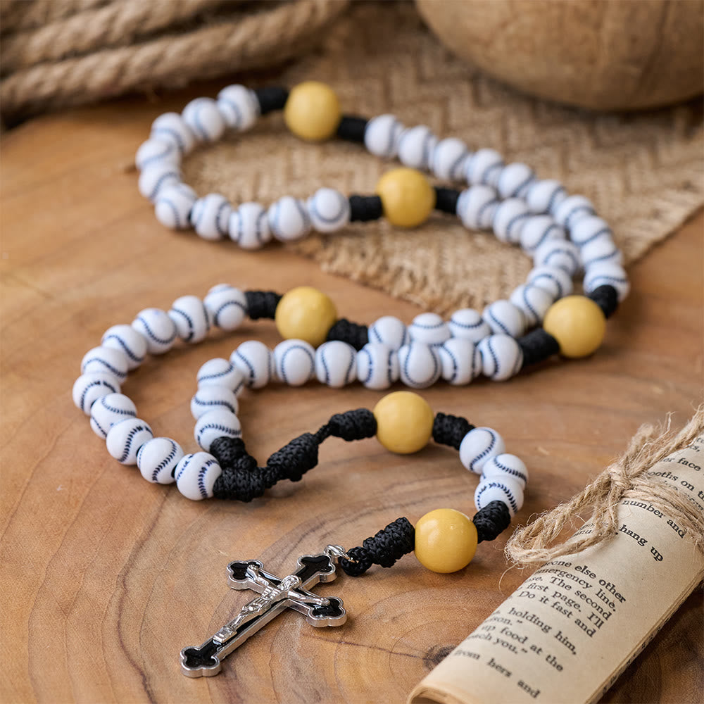 Hand-Woven Baseball Beads Sports Prayer Rosary