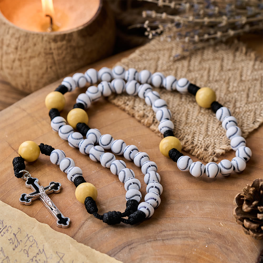 Hand-Woven Baseball Beads Sports Prayer Rosary