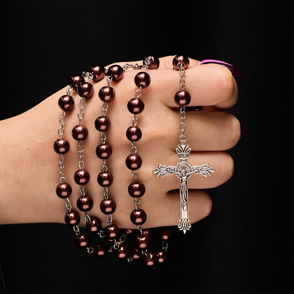 Brown Pearl Catholic Blessing Rosary
