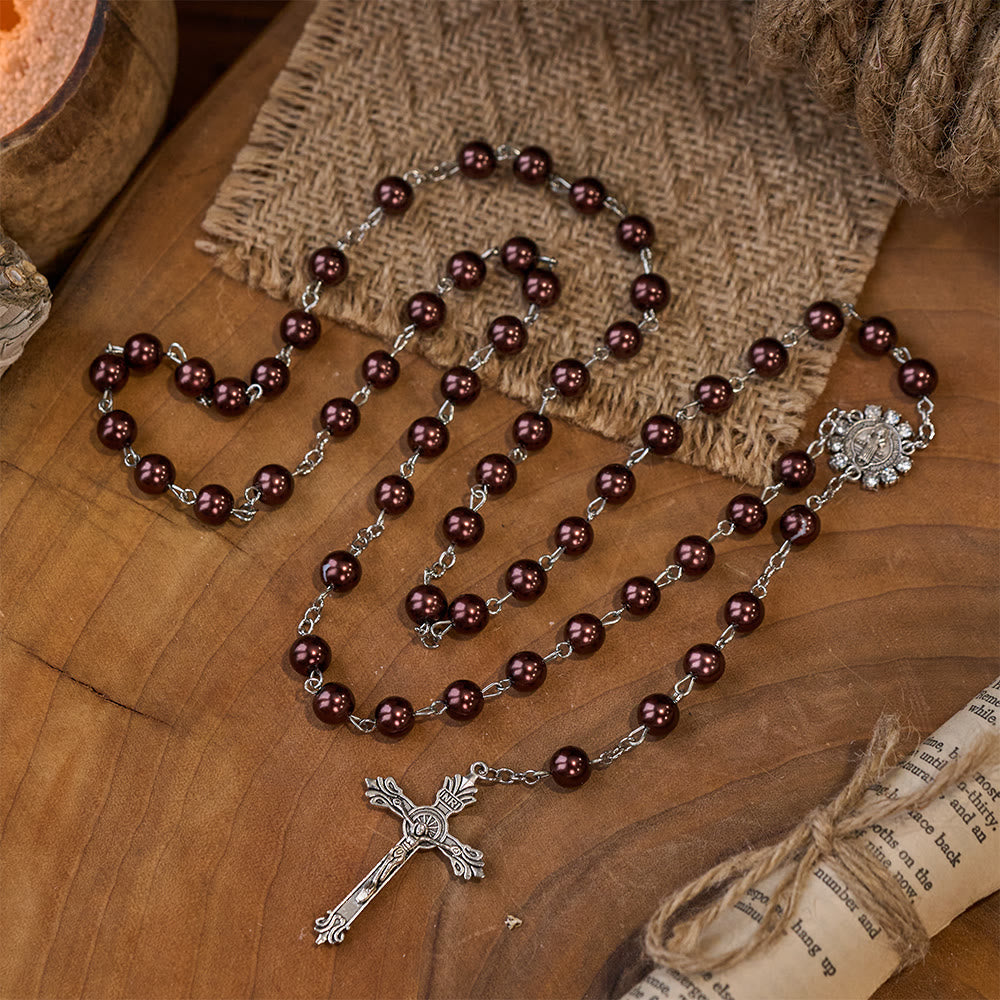 Brown Pearl Catholic Blessing Rosary