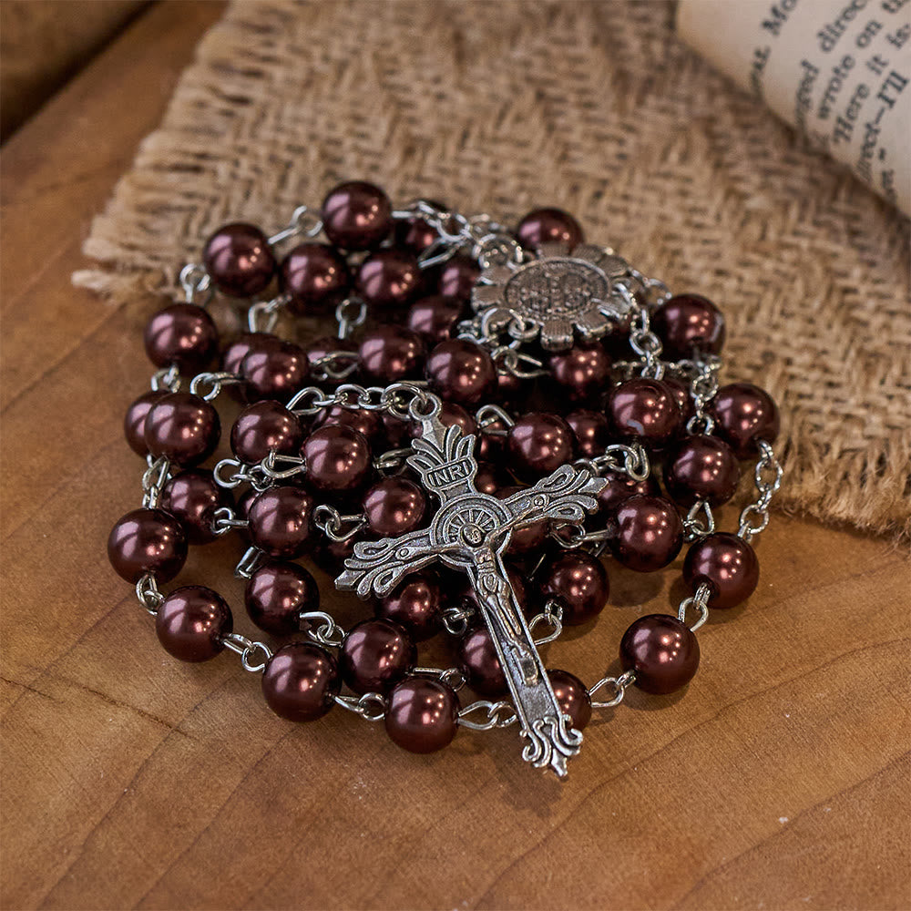 Brown Pearl Catholic Blessing Rosary
