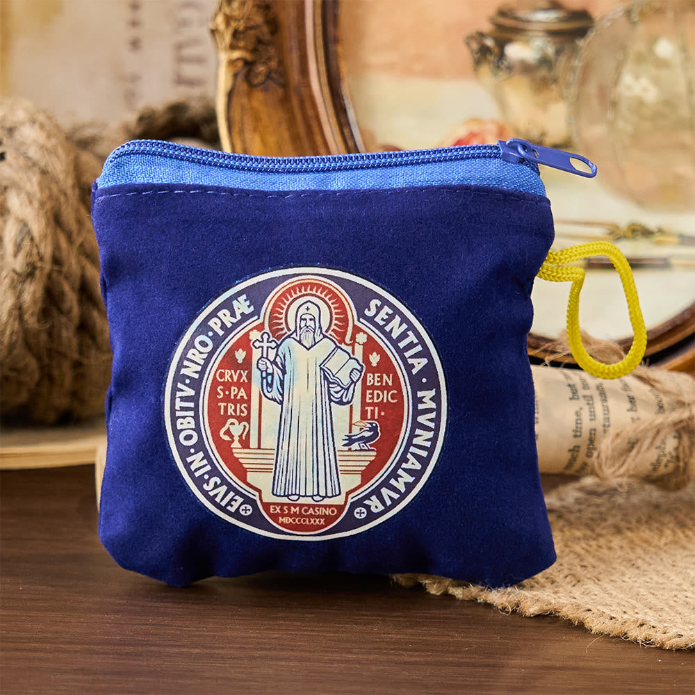 Modern Style St. Benedict Practical Velvet Religion Jewelry Storage Bag