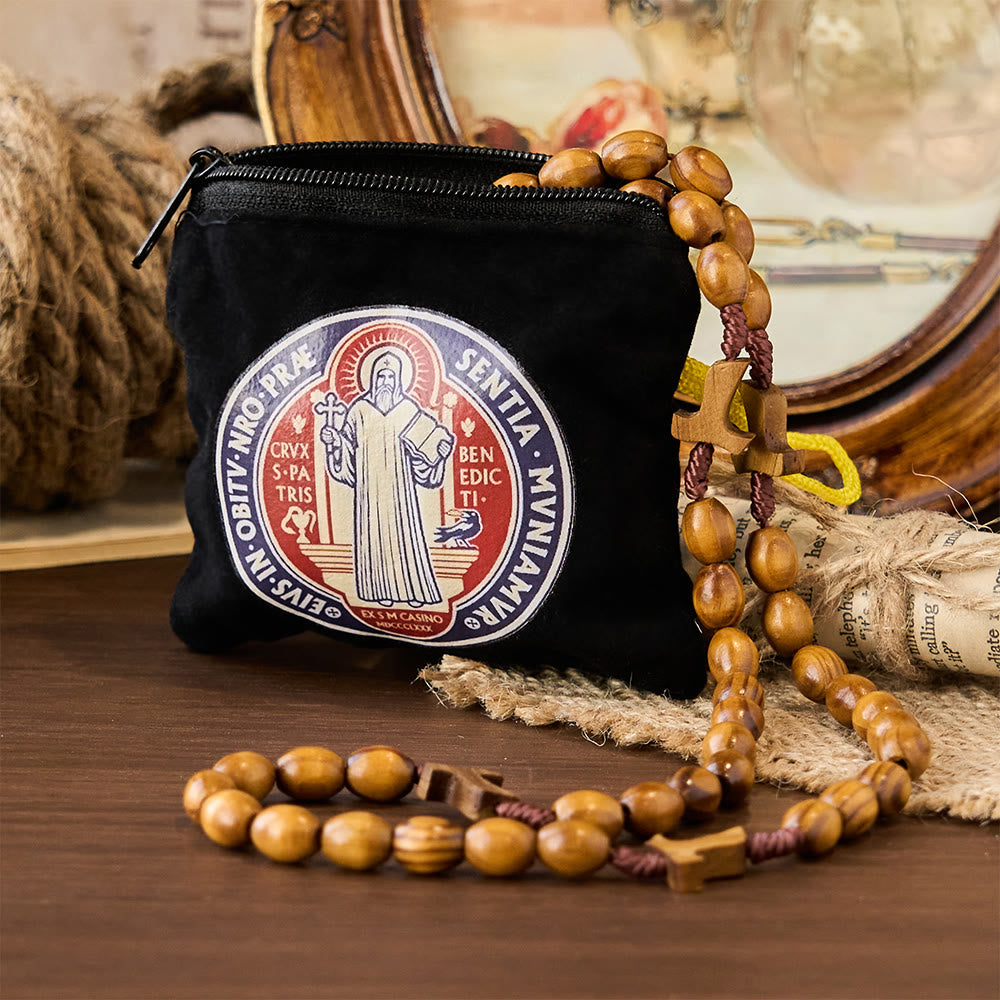 Modern Style St. Benedict Practical Velvet Religion Jewelry Storage Bag