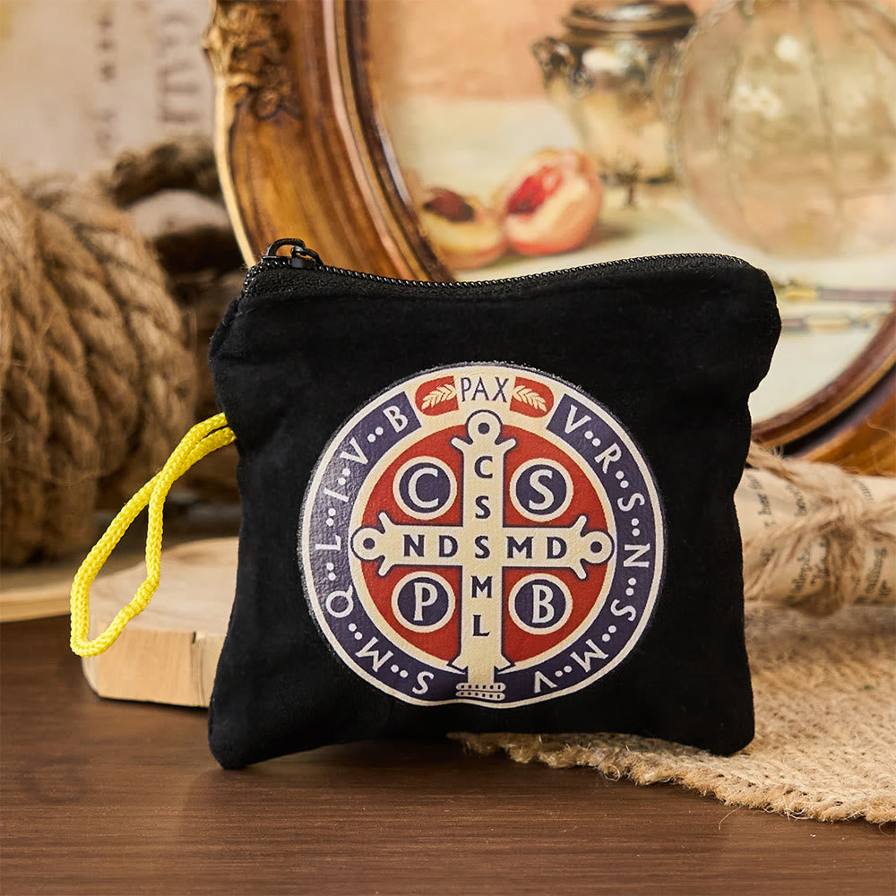 Modern Style St. Benedict Practical Velvet Religion Jewelry Storage Bag