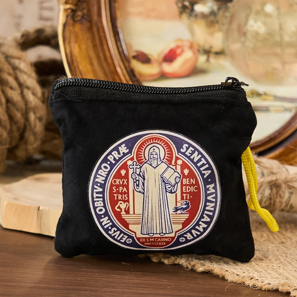 Modern Style St. Benedict Practical Velvet Religion Jewelry Storage Bag