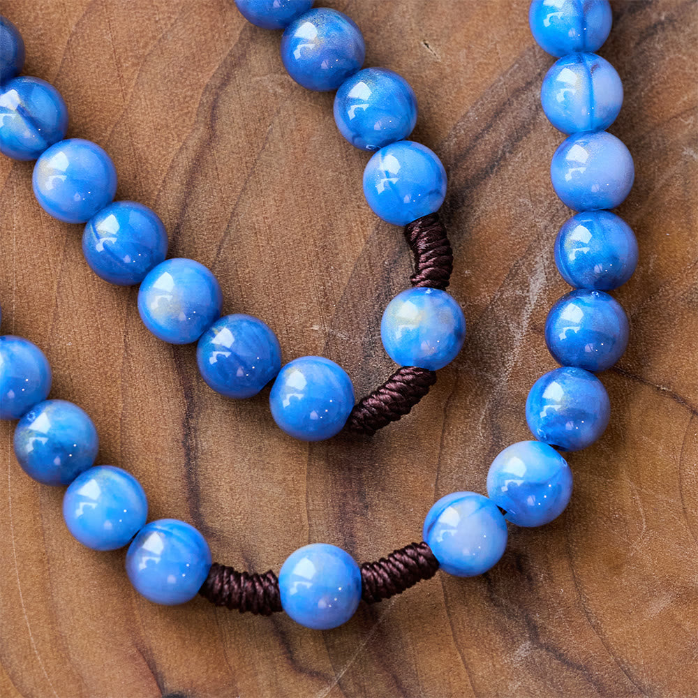 Blue Beads Hand-Woven Crucifix Rosary
