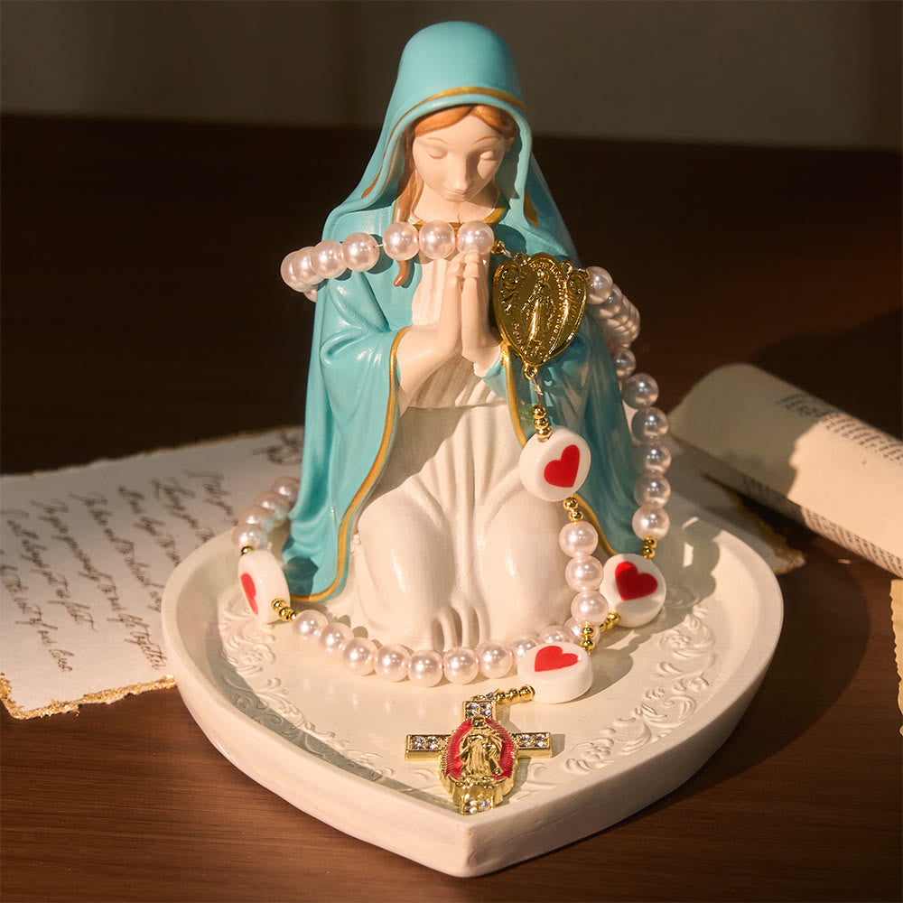 Love & Faith Pink Rosary with Graceful Our Lady Center & Cross
