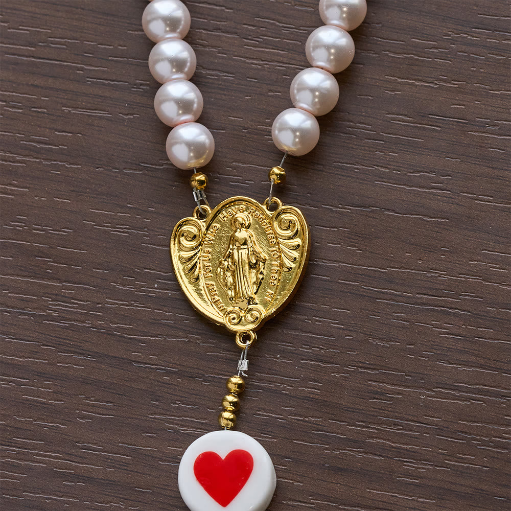Love & Faith Pink Rosary with Graceful Our Lady Center & Cross