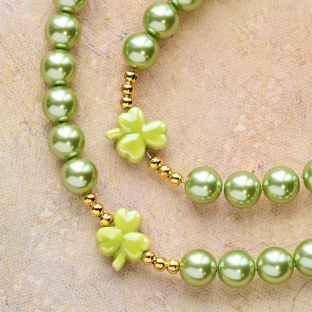St. Patrick's Green Rosary with Lucky Ceramic Clover with Our Lady Center