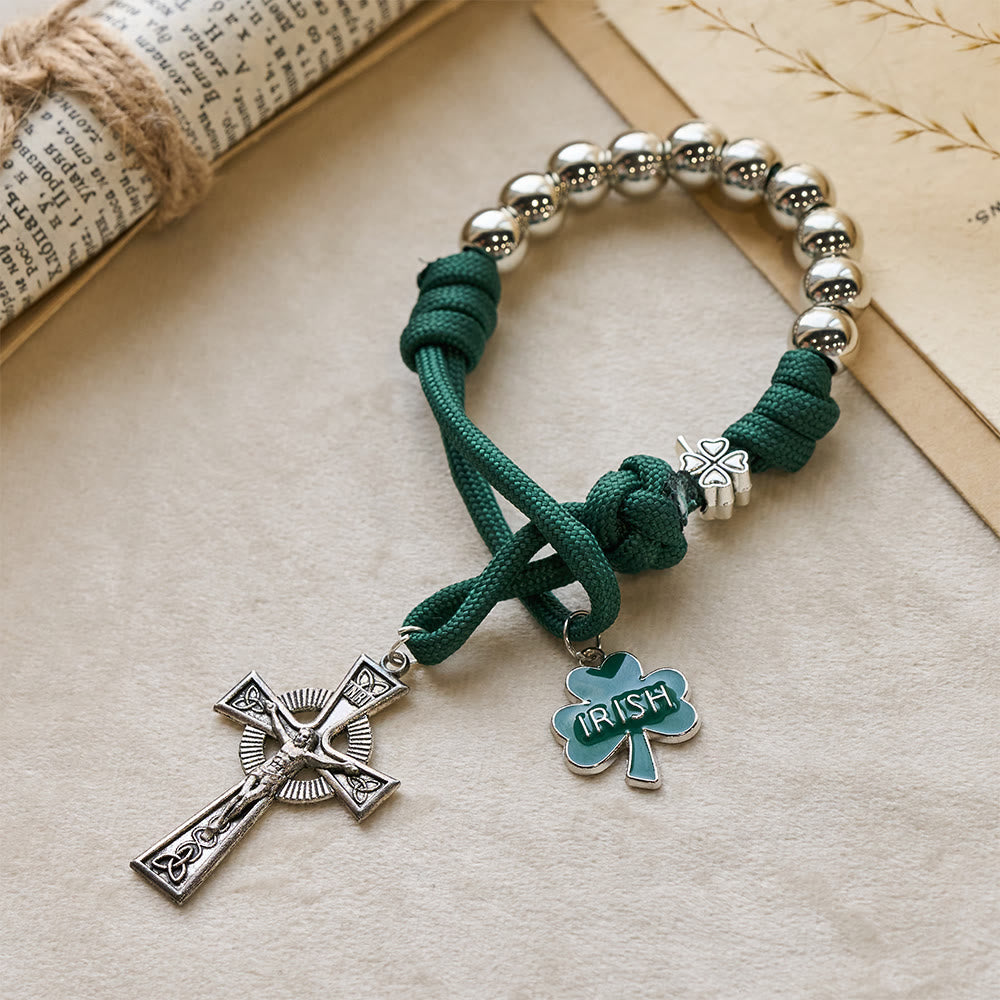 Irish Blessing Paracord Pocket Rosary with Celtic Crucifix