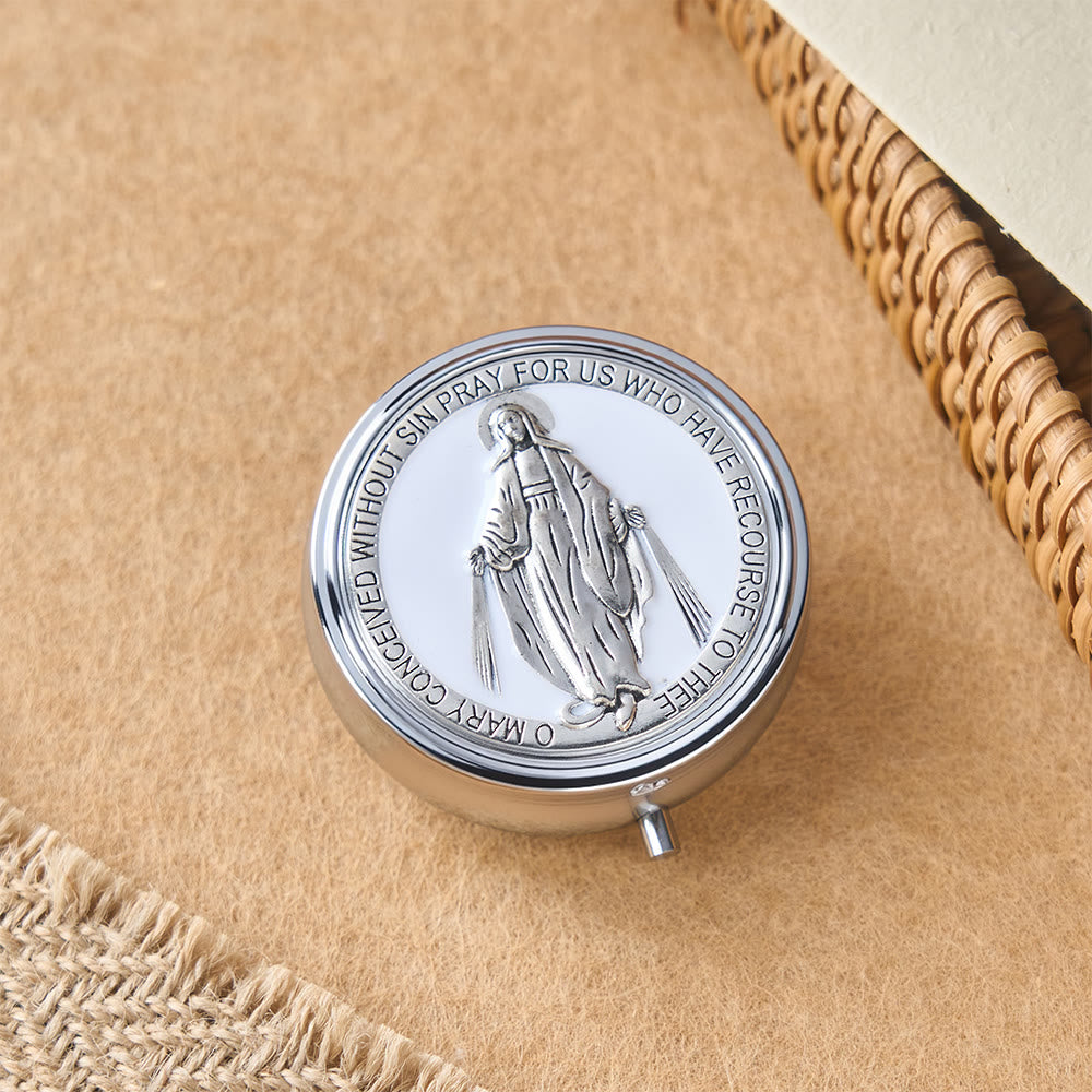 Devotional Rosary with Storage Box: Our Lady Medal and Crucifix for Prayerful Reflection