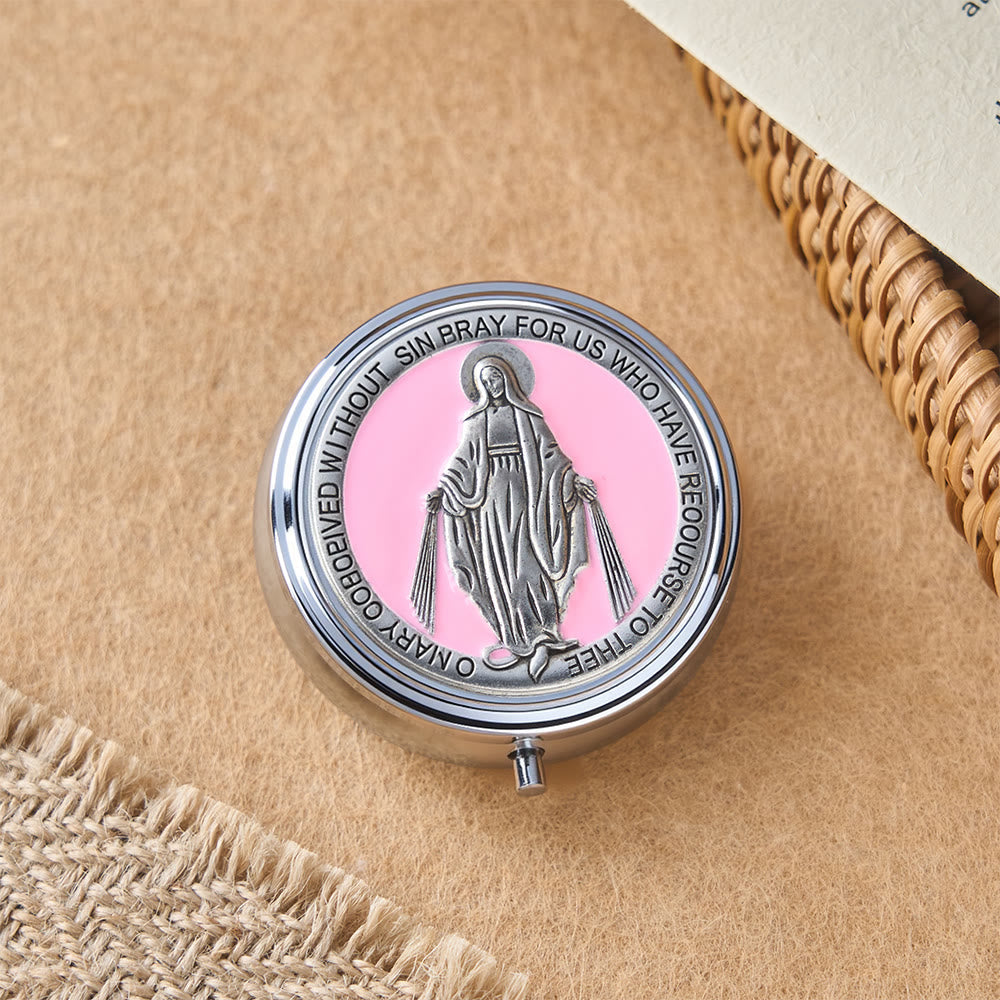 Devotional Rosary with Storage Box: Our Lady Medal and Crucifix for Prayerful Reflection