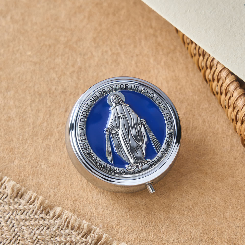 Devotional Rosary with Storage Box: Our Lady Medal and Crucifix for Prayerful Reflection