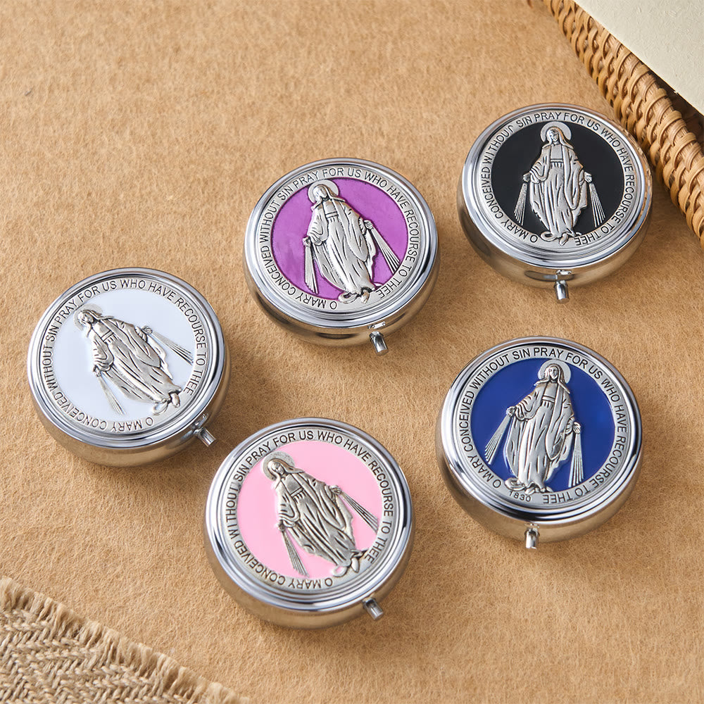 Devotional Rosary with Storage Box: Our Lady Medal and Crucifix for Prayerful Reflection