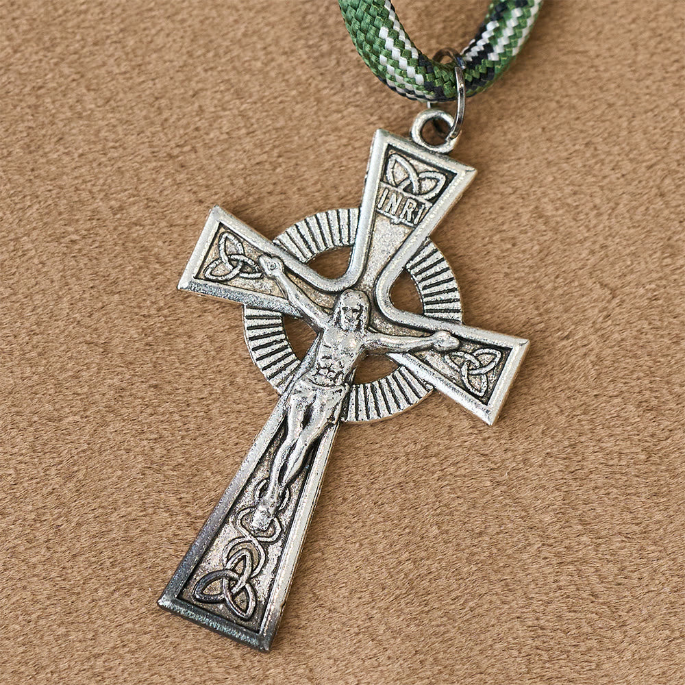 Green Aventurine Easter Pocket Rosary with St. Michael Pendant and Celtic Cross